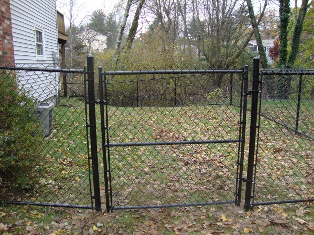 All black vinyl coated chain link gate Reliable Fence