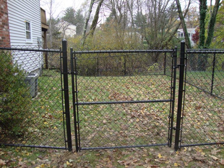 All black vinyl coated chain link gate Reliable Fence
