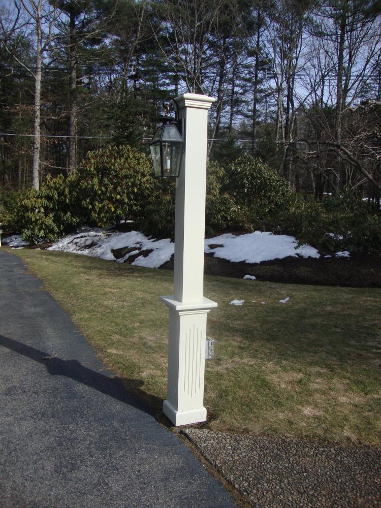 Square Lamp Post With Fluted Base And, Colonial Wooden Lamp Posts